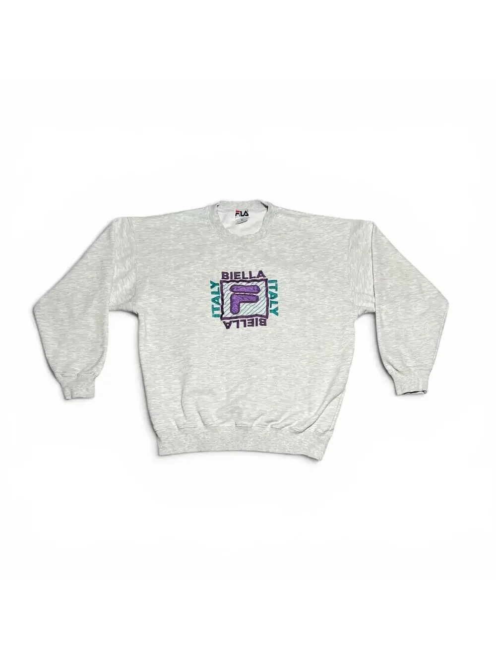 Vintage 90s FILA Biella Italy Embroidered Crewneck Sweatshirt M